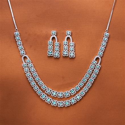 Cz 2 Line Necklace With Rhodium Plating