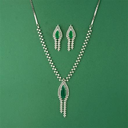 Cubic Zirconia Classic Necklace Set With Rhodium Plating