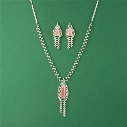 Cubic Zirconia Classic Necklace Set With Rhodium Plating