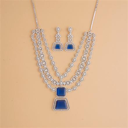 Cubic Zirconia Classic Necklace Set With Rhodium Plating