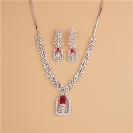 Cz Classic Necklace With Rhodium Plating