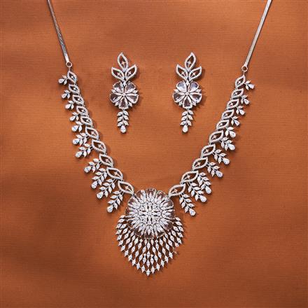 Cz Classic Necklace With Rhodium Plating