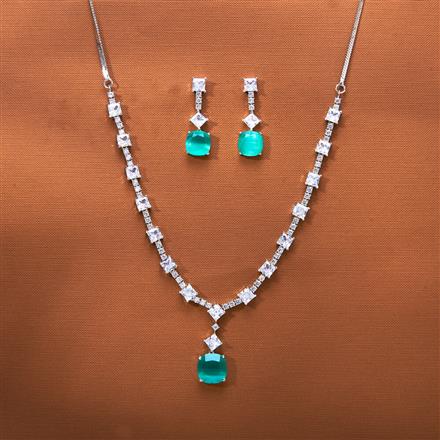 Cz Delicate Necklace With Rhodium Plating