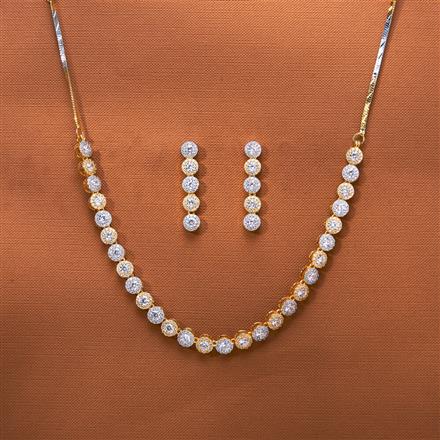 Cz Delicate Necklace With Rhodium 2 Tone plating