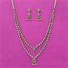 Cubic Zirconia 2 Line Necklace With Mehndi 2 Tone Rhodium Plating