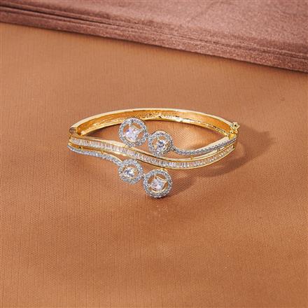 Cz Classic Kada With Rhodium 2 Tone plating