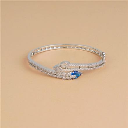 Cubic Zirconia Openable Kada With Rhodium Plating