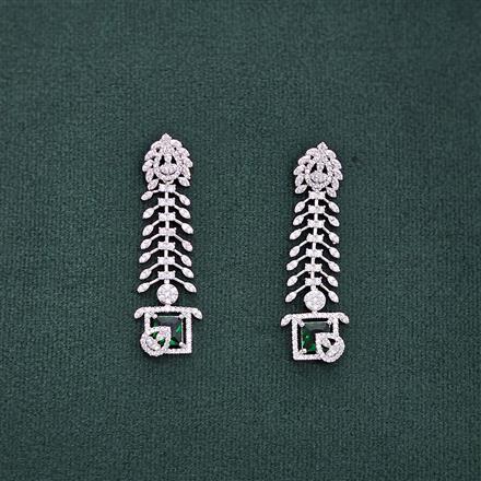 Cz Classic Earring With Rhodium Plating