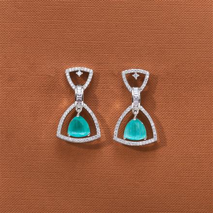 Cz Short Earring With Rhodium Plating