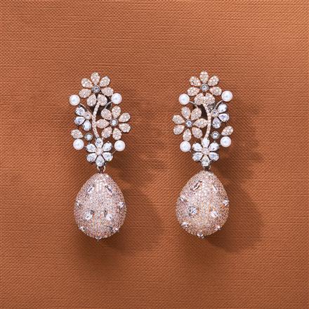 Cz Classic Earring With Black Rose Plating
