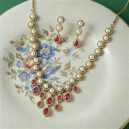 Cubic Zirconia Classic Necklace Set With 2 Tone Plating