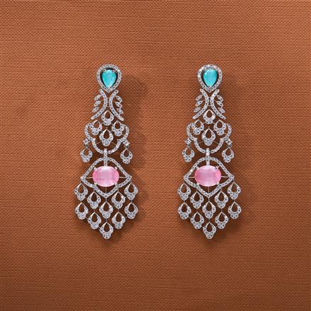 Cz Classic Earring With Rhodium Plating