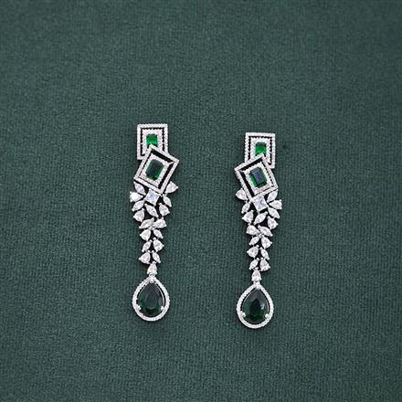 Cz Long Earring With Rhodium Plating