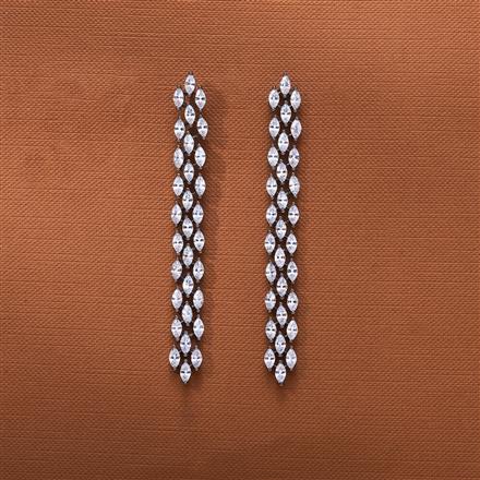 Cz Classic Earring With 2 Tone Black Rhodium Plating