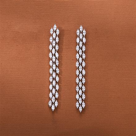 Cz Classic Earring With 2 Tone Black Rhodium Plating
