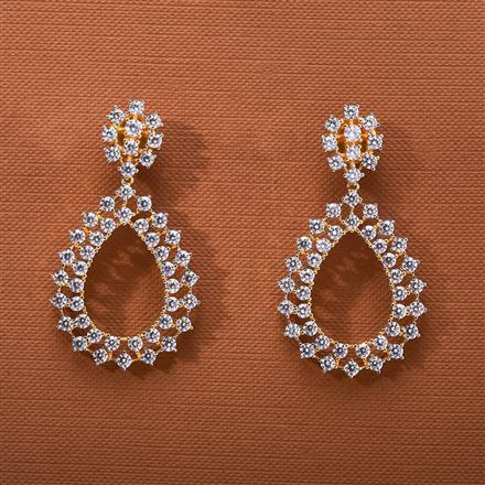 Cz Classic Earring With Rhodium 2 Tone plating