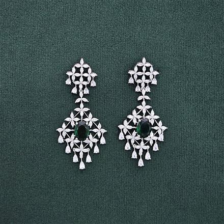 Cz Classic Earring With Rhodium Plating