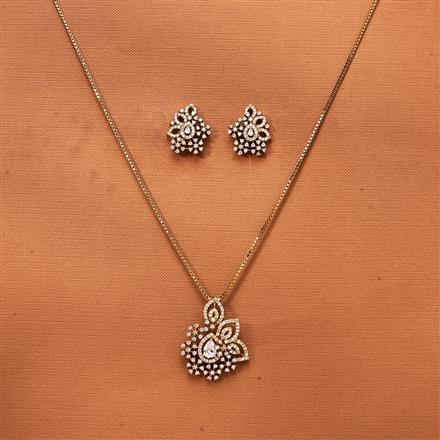 Cz Classic Pendant Set With Mehndi Plating