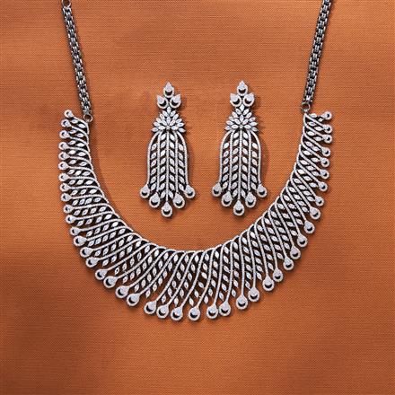 Cz Classic Necklace With 2 Tone Black Rhodium Plating