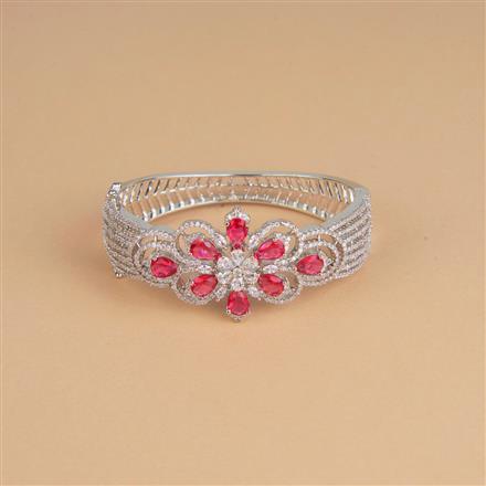 Cubic Zirconia Openable Kada With Rhodium Plating