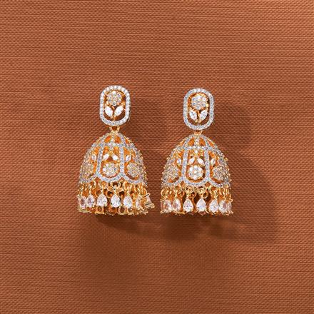 Cz Classic Jhumki With Rhodium 2 Tone plating