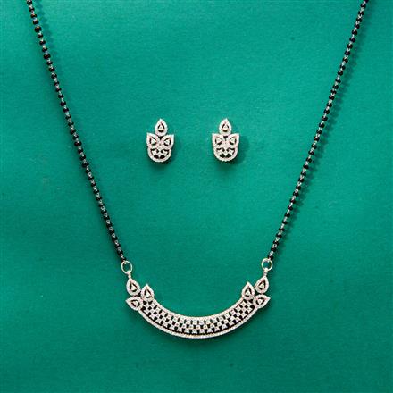 Cubic Zirconia Classic Mangalsutra With 2 Tone Rhodium Plating