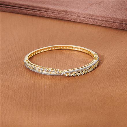 Cz Delicate Kada With Mehndi Rhodium 2 Tone Plating