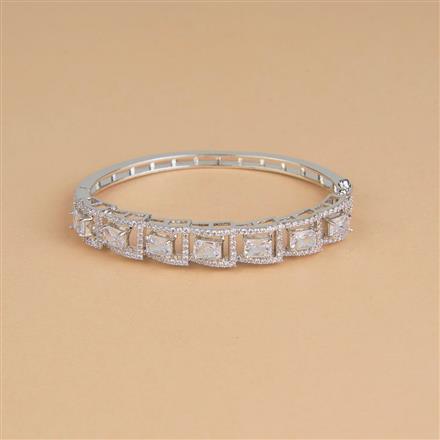 Cubic Zirconia Openable Kada With Rhodium Plating