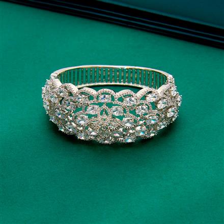 Cz Classic Kada With Rhodium Plating