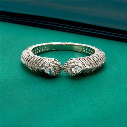 Cz Classic Kada With Rhodium Plating