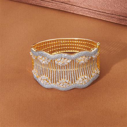Cz Broad Kada With Rhodium 2 Tone plating