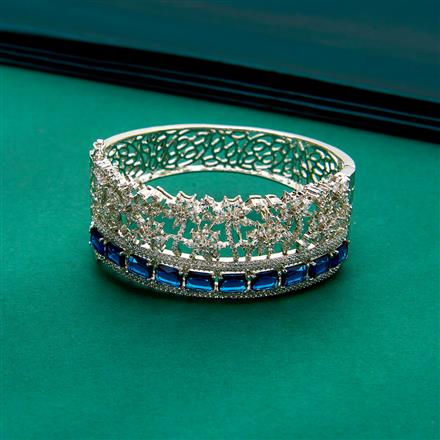 Cz Classic Kada With Rhodium Plating