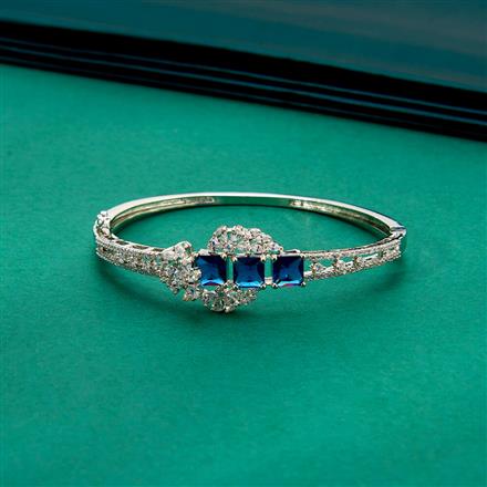 Cz Openable Kada With Rhodium Plating