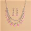 Cubic Zirconia Classic Necklace Set With Rhodium Plating