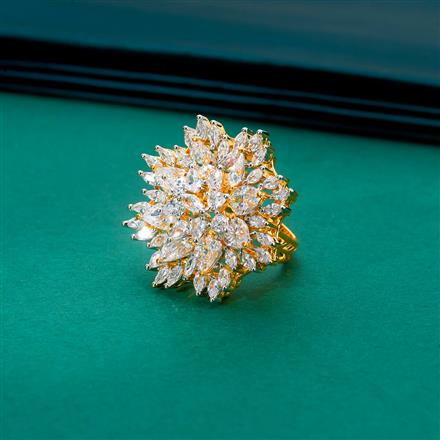 Cz Adjustable Ring With 2 Tone Plating