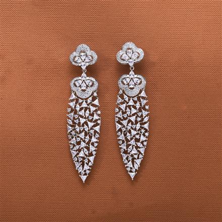 Cz Classic Earring With Black Mehndi 2 Tone Rhodium Plating