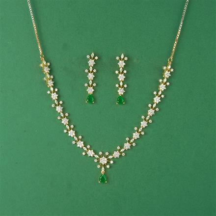 Cubic Zirconia Delicate Necklace Set With 2 Tone Plating