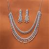 Cz 2 Line Necklace With Rhodium 2 Tone plating