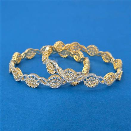 Cz Classic Bangles With 2 Tone Rhodium Plating