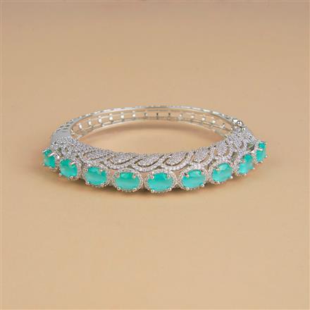 Cubic Zirconia Openable Kada With Rhodium Plating