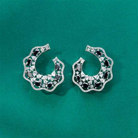 Cz Classic Earring With Rhodium Plating