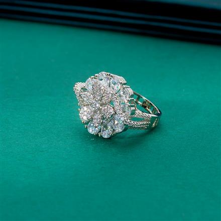 Cz Adjustable Ring With Rhodium Plating