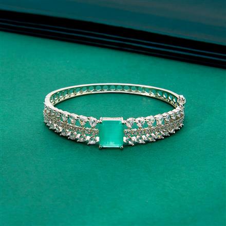 Cz Classic Kada With Rhodium Plating