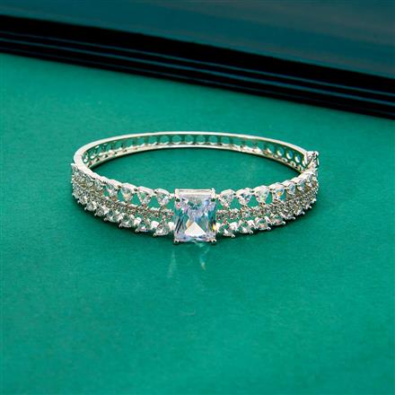 Cz Classic Kada With Rhodium Plating