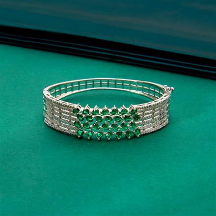 Cz Classic Kada With Rhodium Plating