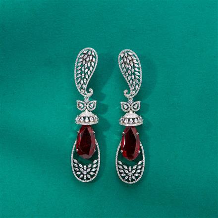 Cz Long Earring With Rhodium Plating