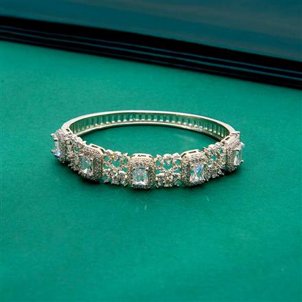 Cz Classic Kada With Rhodium Plating