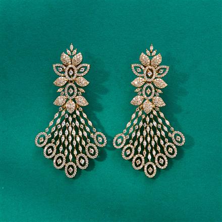 Cz Classic Earring With Mehndi 2 Tone Rhodium Plating