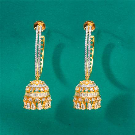 Cz Classic Jhumki With 2 Tone Rhodium Plating