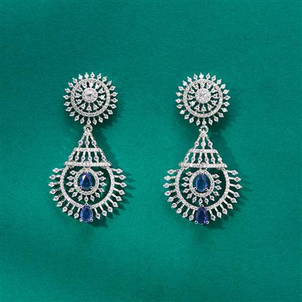 Cz Classic Earring With Rhodium Plating